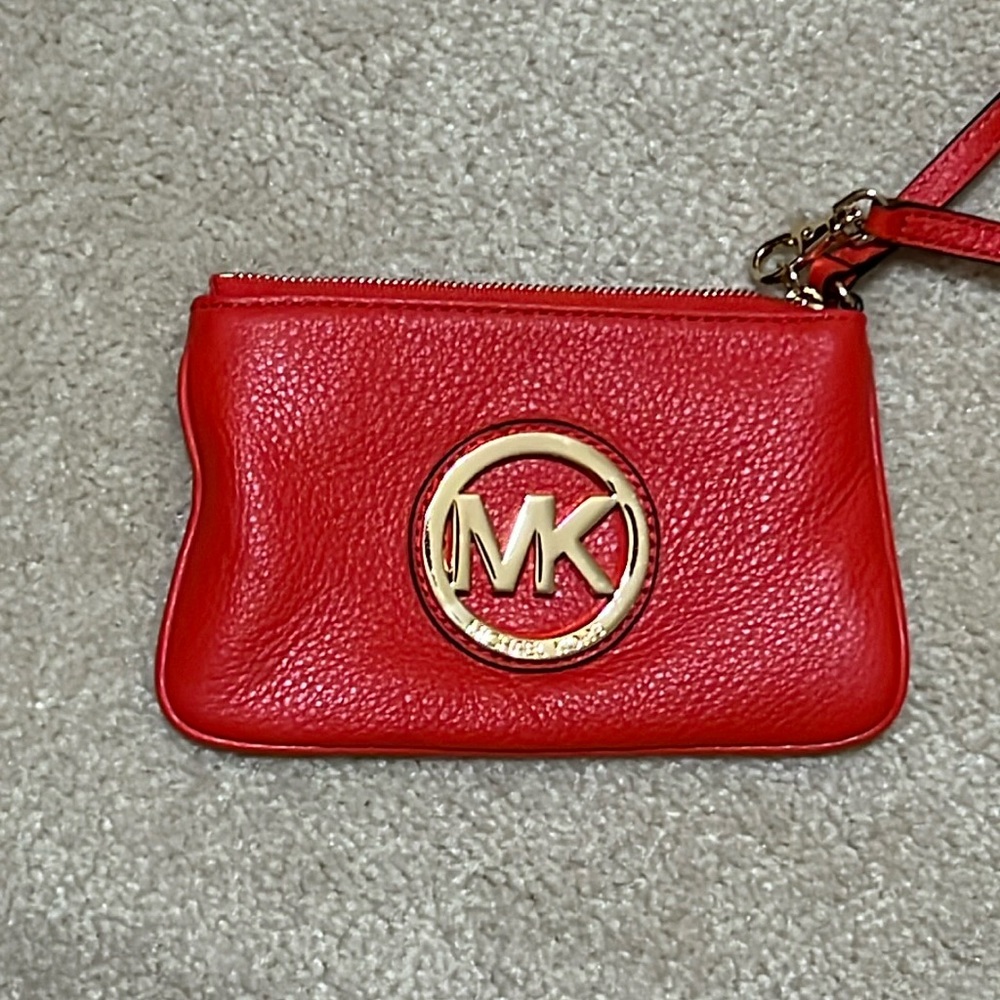 Michael Kors leather large logo wristlet